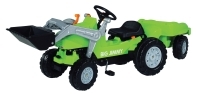 zelený šlapací traktor Jimmy s nakladačem a vlečkou od 3 le