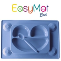 EasyMat® - silikonový krmící talíř vč lžičky - modrý