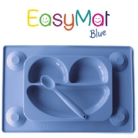 EasyMat® - silikonový krmící talíř vč lžičky - modrý EasyMat® - silikonový krmící talíř vč lžičky - modrý