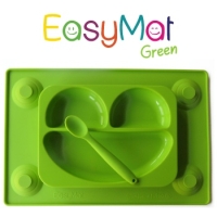 EasyMat® - silikonový krmící talíř vč lžičky - zelený