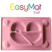 EasyMat® - silikonový krmící talíř vč lžičky - růžovy