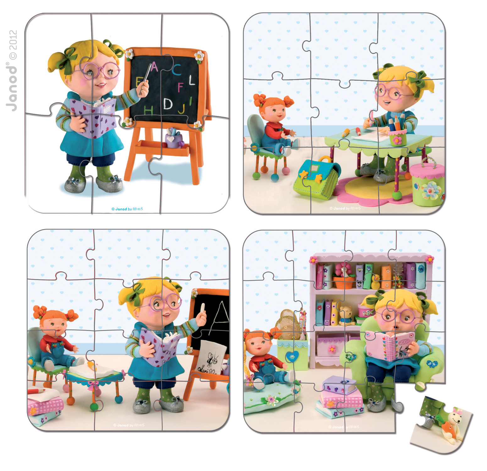Dětské puzzle Učitelka Lisa Janod v kufříku 6-9-12-16 díl