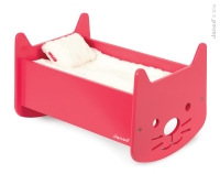 Dřevěná kolébka pro panenku Babycat Janod s peřinkou Dřevěná kolébka pro panenku Babycat Janod s peřinkou