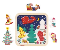 Dřevěné puzzle Kouzelné Vánoce Chunky Janod s 5 vkládacím