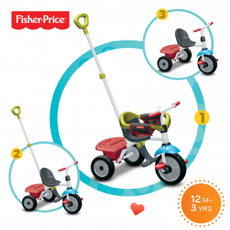 Tříkolka Fisher-Price Jolly s ohrádkou zeleno-červená Tříkolka Fisher-Price Jolly s ohrádkou zeleno-červená