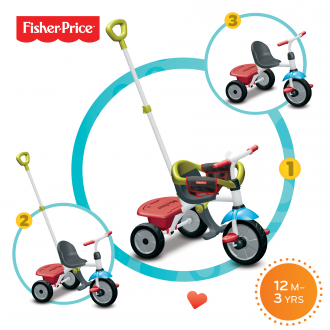 Tříkolka Fisher-Price Jolly s ohrádkou zeleno-červená