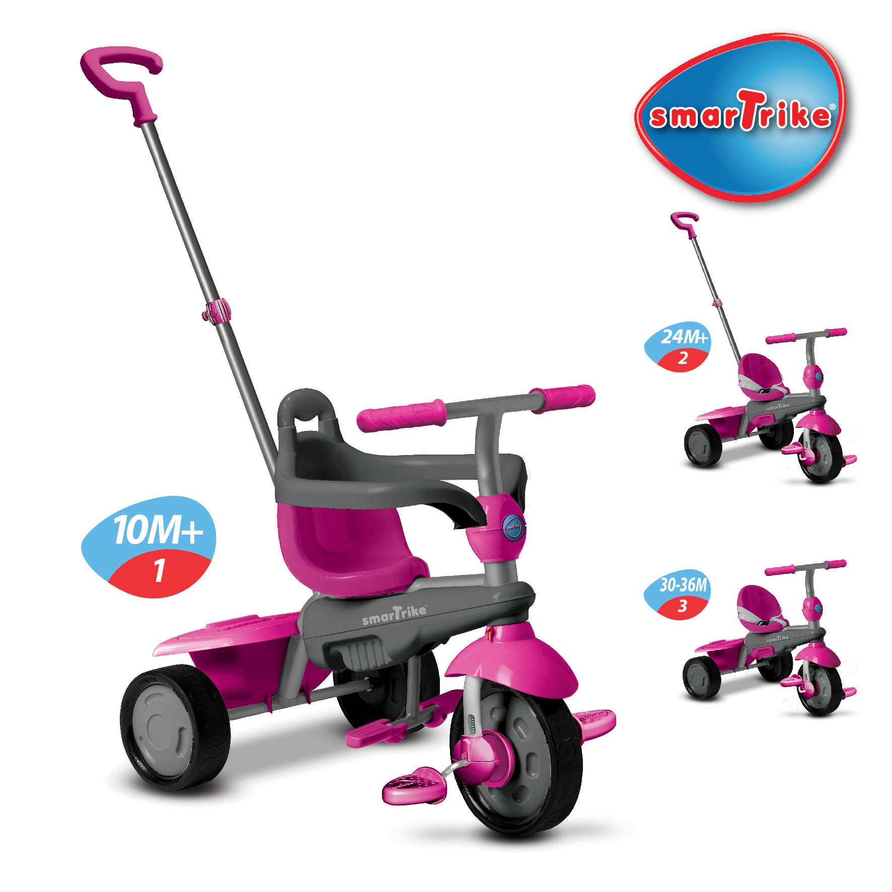 růžovo-šedá tříkolka Breeze Touch Steering růžovo-šedá tříkolka Breeze Touch Steering