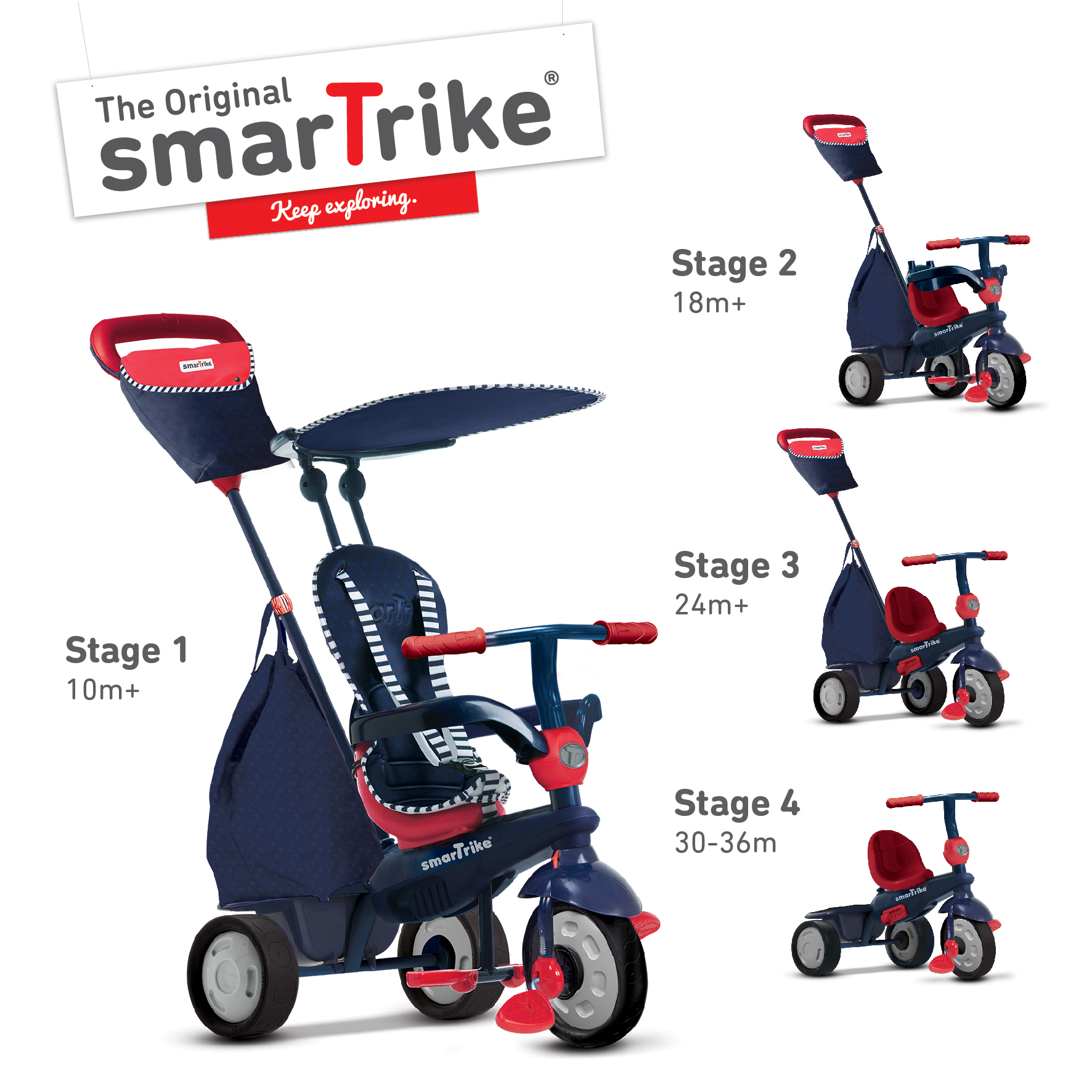 modro-červená tříkolka Shine 4v1 Touch Steering Blue&Red modro-červená tříkolka Shine 4v1 Touch Steering Blue&Red