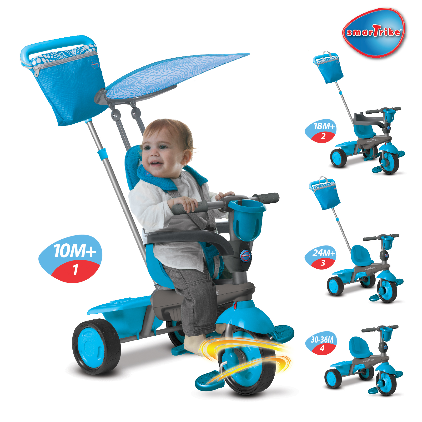 modro šedá tříkolka Spirit Touch Steering modro šedá tříkolka Spirit Touch Steering