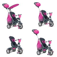 růžovo-šedá tříkolka Splash 5v1 Pink 360° řízení s pol růžovo-šedá tříkolka Splash 5v1 Pink 360° řízení s pol