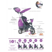 fialovo-šedá tříkolka Splash 5v1 Purple 360° řízení s po fialovo-šedá tříkolka Splash 5v1 Purple 360° řízení s po