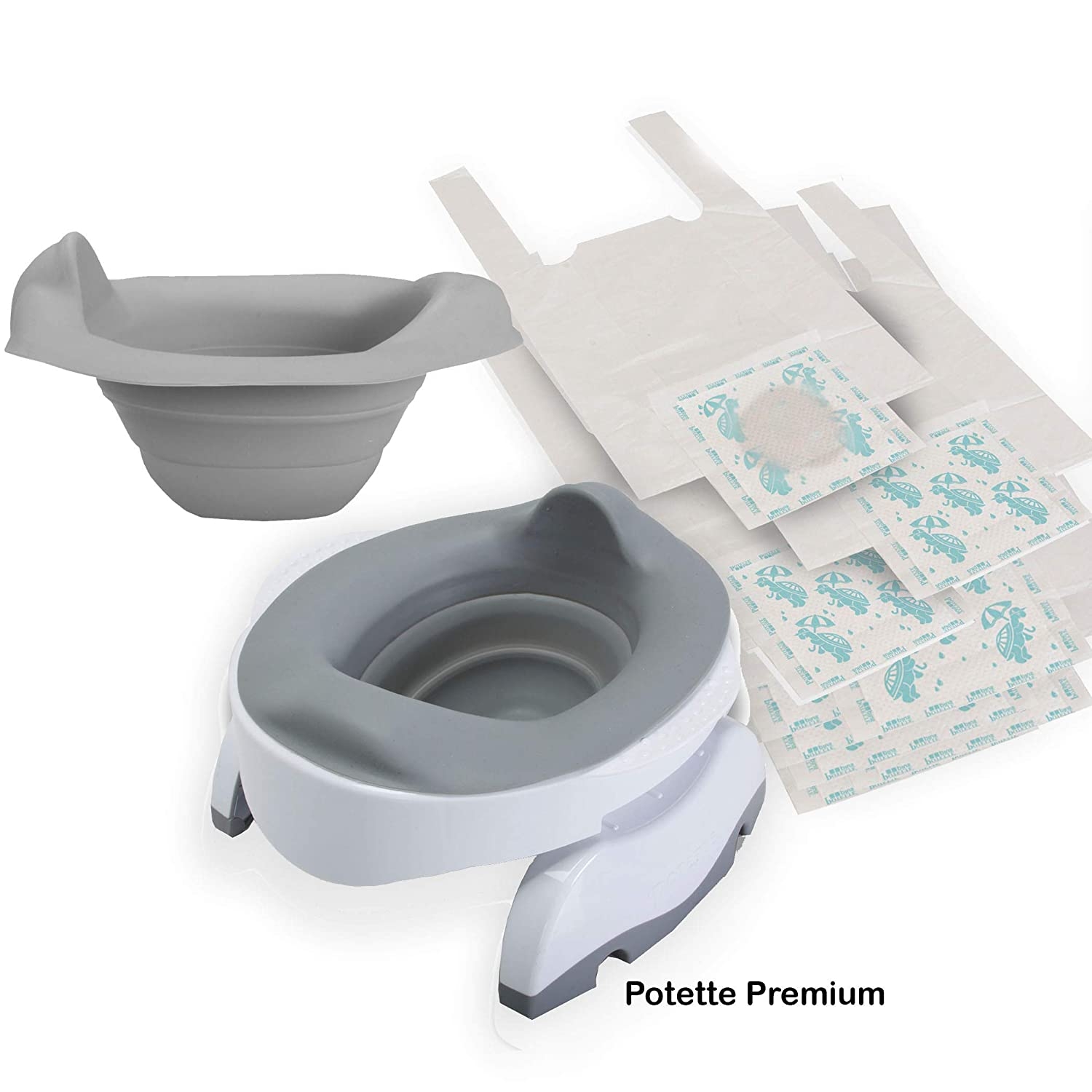 POTETTE PLUS® 2v1-cestovní nočník Premium bílý + vložka + sáčky POTETTE PLUS® 2v1-cestovní nočník Premium bílý + vložka + sáčky