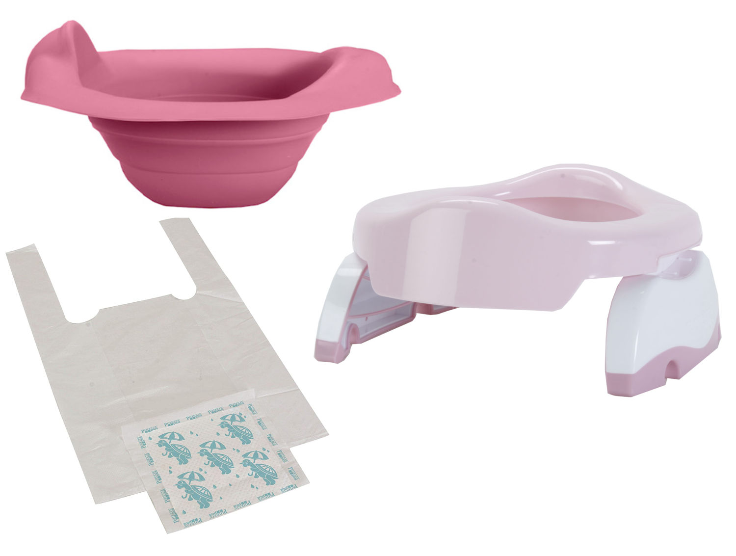 POTETTE PLUS® 2v1-cestovní nočník růžový + vložka + sáčky POTETTE PLUS® 2v1-cestovní nočník růžový + vložka + sáčky