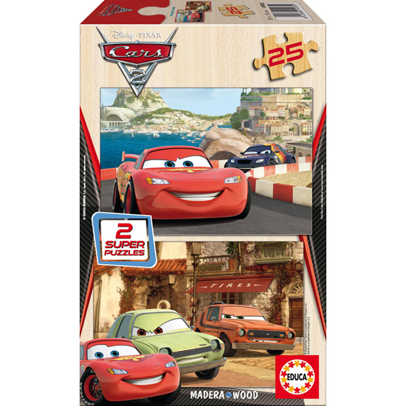 Dřevěné puzzle Cars 2 x 25 dílků - Kliknutím na obrázek zavřete