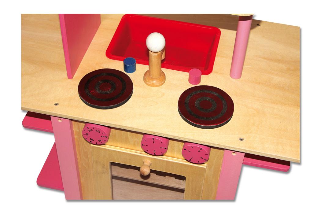 Dřevěná kuchyňka vše v jednom růžová + DÁREK - Kliknutím na obrázek zavřete