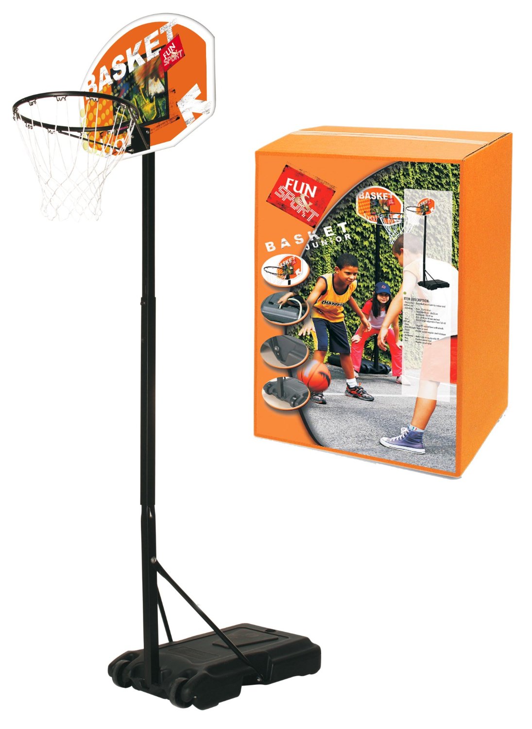 basketbalový koš s nastavitelným kovovým stojanem - Kliknutím na obrázek zavřete