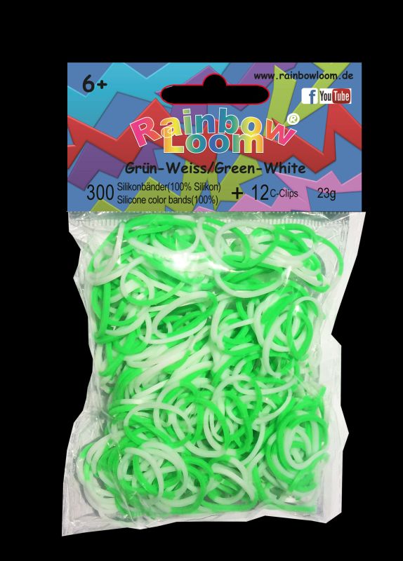 Rainbow Loom® Original-gumičky-300ks-zelené-bílé-SKLADEM - Kliknutím na obrázek zavřete