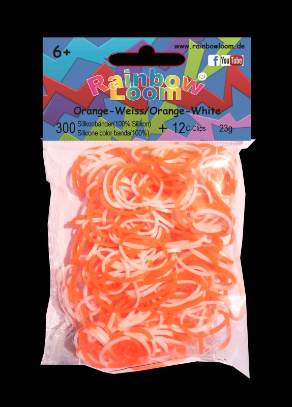 Rainbow Loom® Original-gumičky-300ks-oranžová-bílé-SKLADEM - Kliknutím na obrázek zavřete