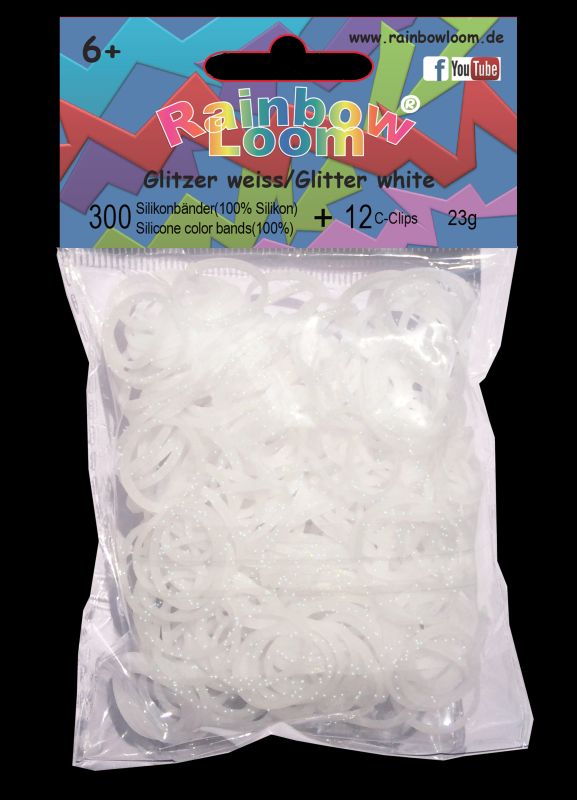 Rainbow Loom® Original-gumičky-300ks-třpytivá bílá-SKLADEM - Kliknutím na obrázek zavřete