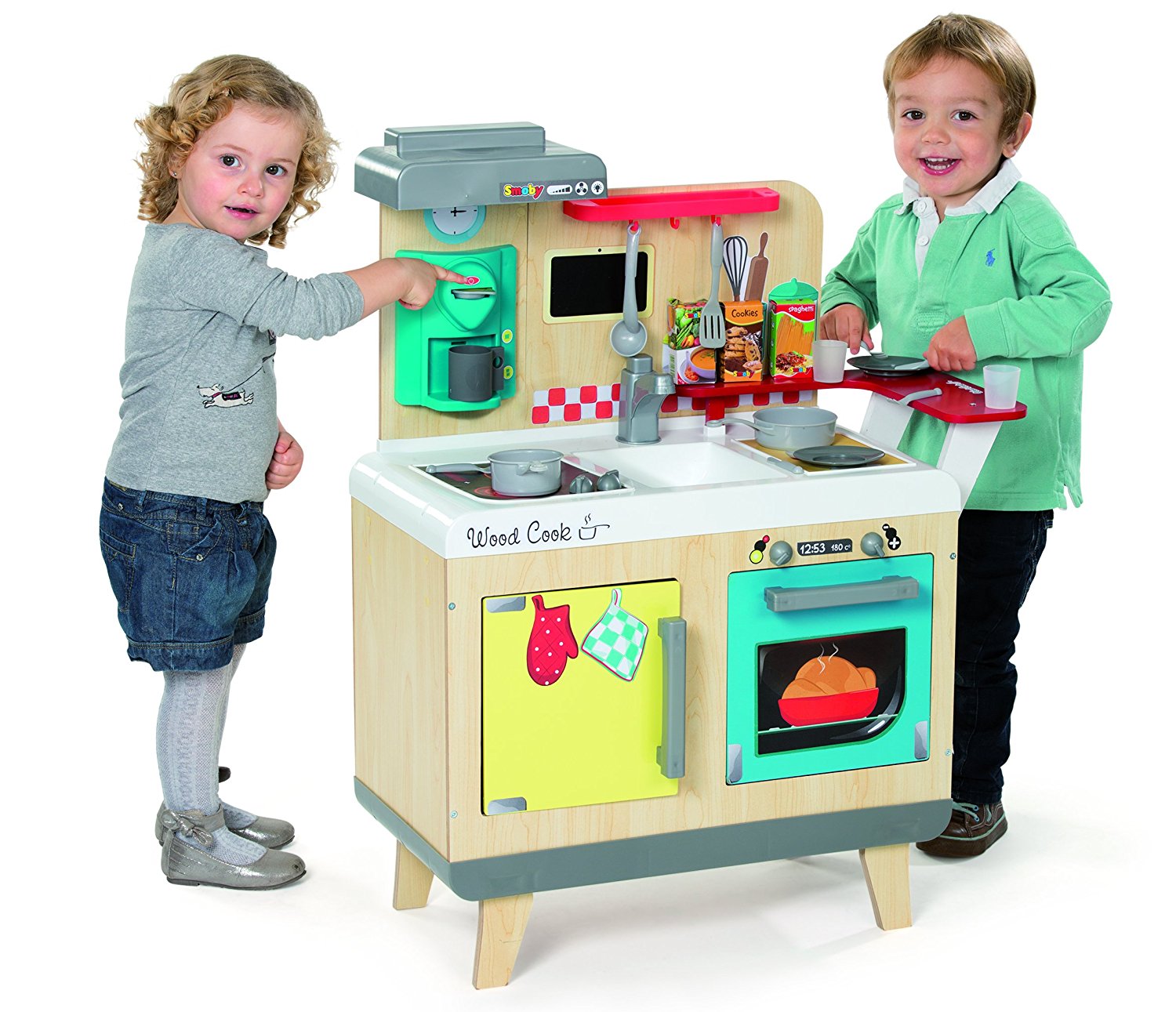 Dřevěná kuchyňka pro děti Wood Cook Smoby s kávovarem - Kliknutím na obrázek zavřete