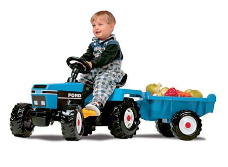 Šlapací traktor FORD s vlekem modrý - Kliknutím na obrázek zavřete