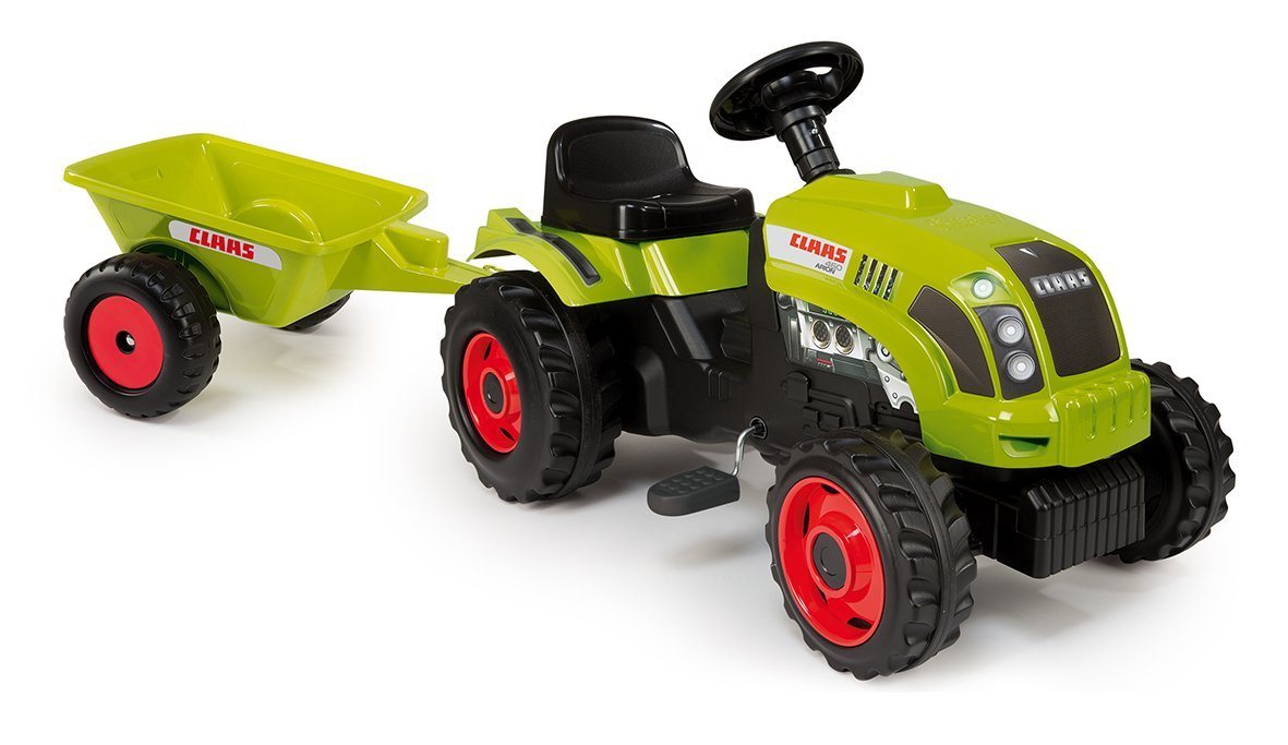 šlapací zelený traktor Claas GM s přívěsem - Kliknutím na obrázek zavřete
